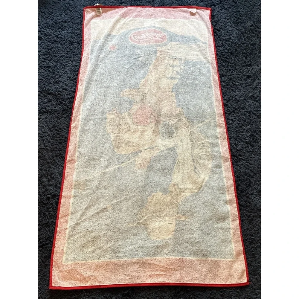 NWT Vintage 1992 Coca Cola Beach Towel Boy Dog Fishing 29X59